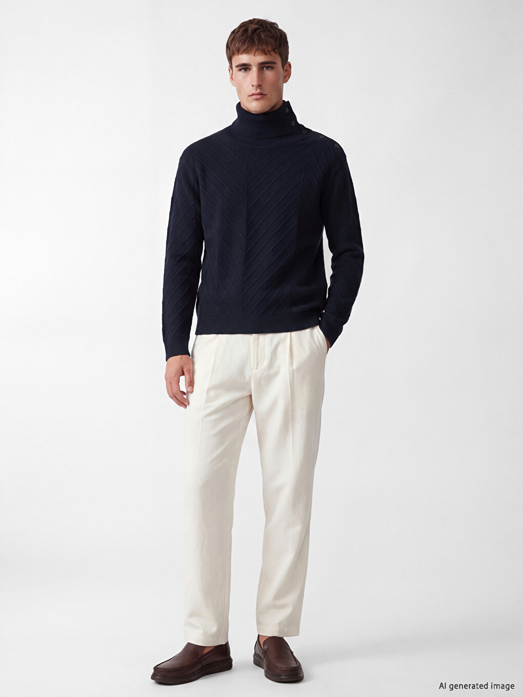 Turtleneck Patterned Men's Knitwear Sweater-1