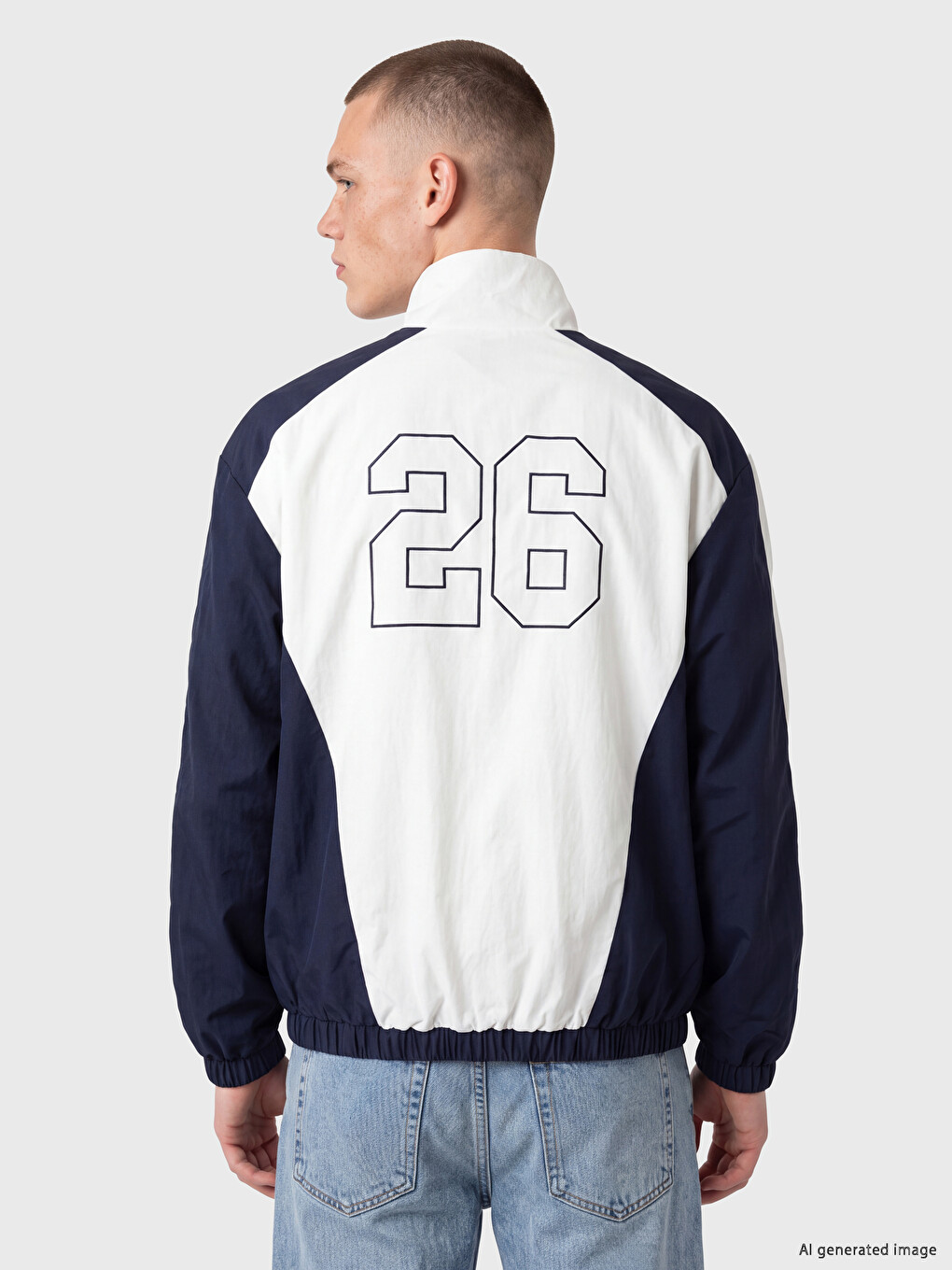 Relax Fit Mock Neck Printed Men's Jacket-3