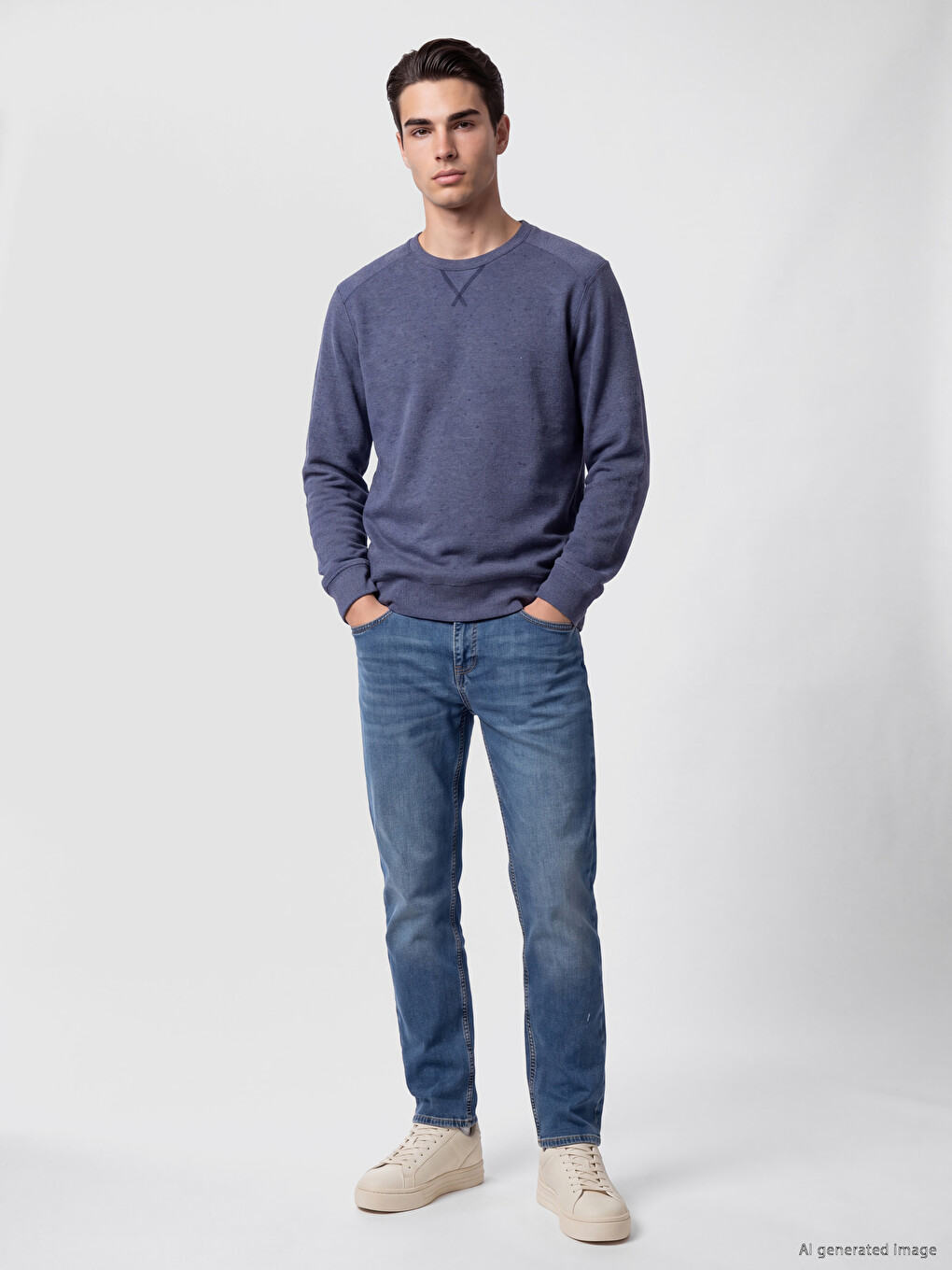 Regular Fit Crew Neck Men's Sweatshirt-1