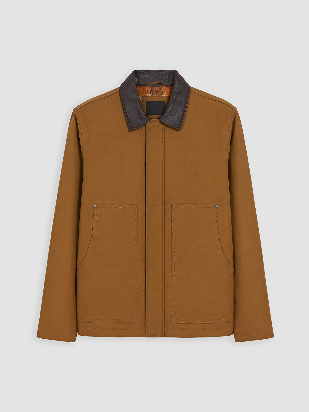 Relaxed Fit Contrast Collared Men's Gabardine Coat-7