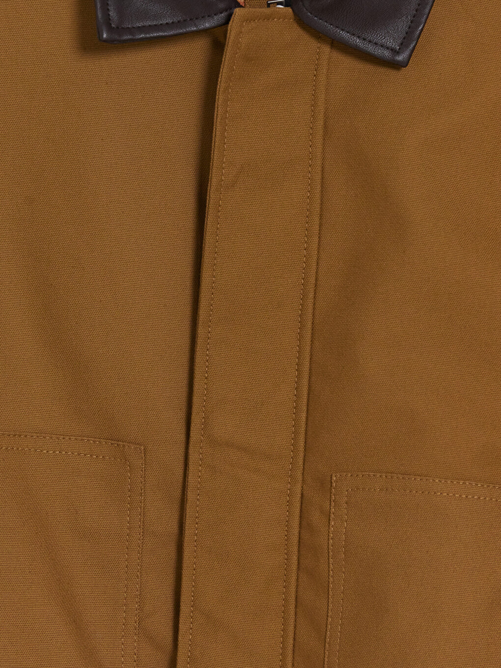 Relaxed Fit Contrast Collared Men's Gabardine Coat-8