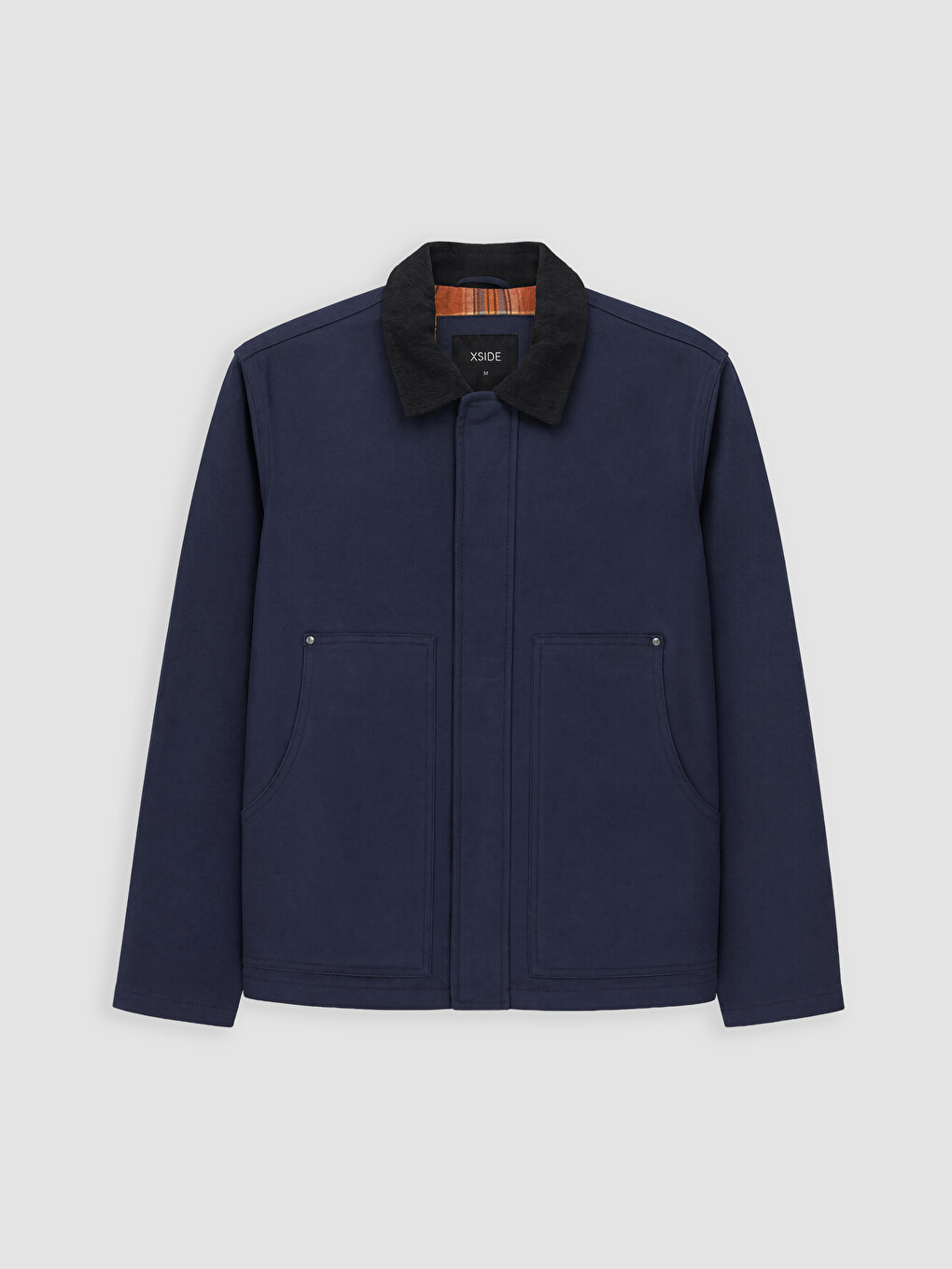 Relaxed Fit Velvet Collar Men's Gabardine Coat-4