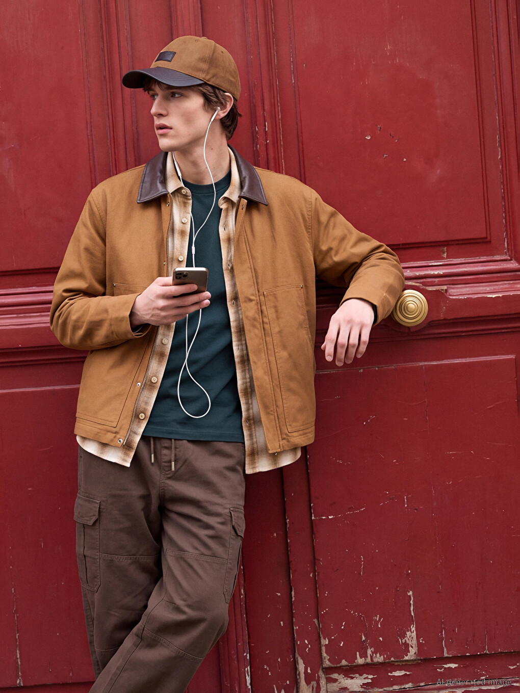 Relaxed Fit Contrast Collared Men's Gabardine Coat-2