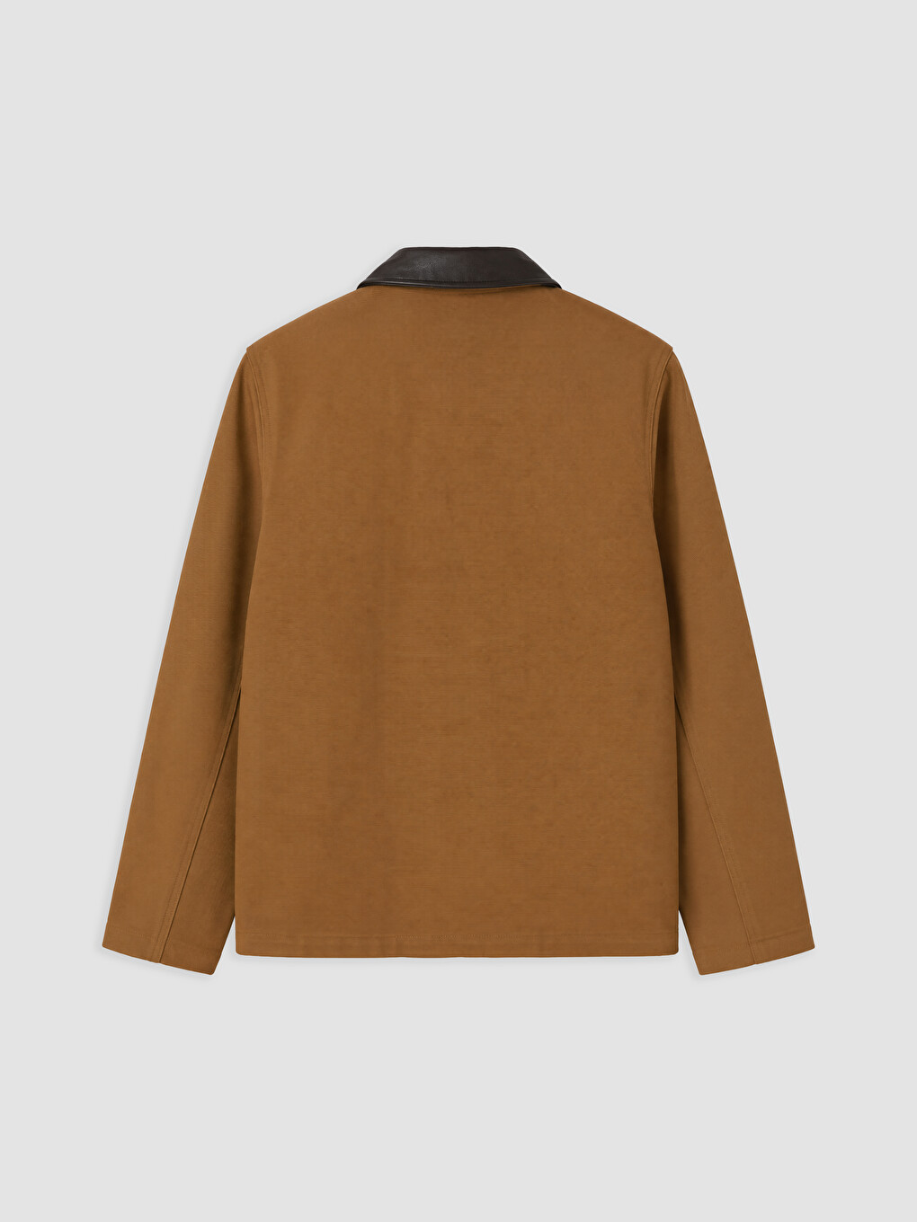 Kahverengi Rahat Kalıp Kontrast Yakalı Erkek Gabardin Mont-6
