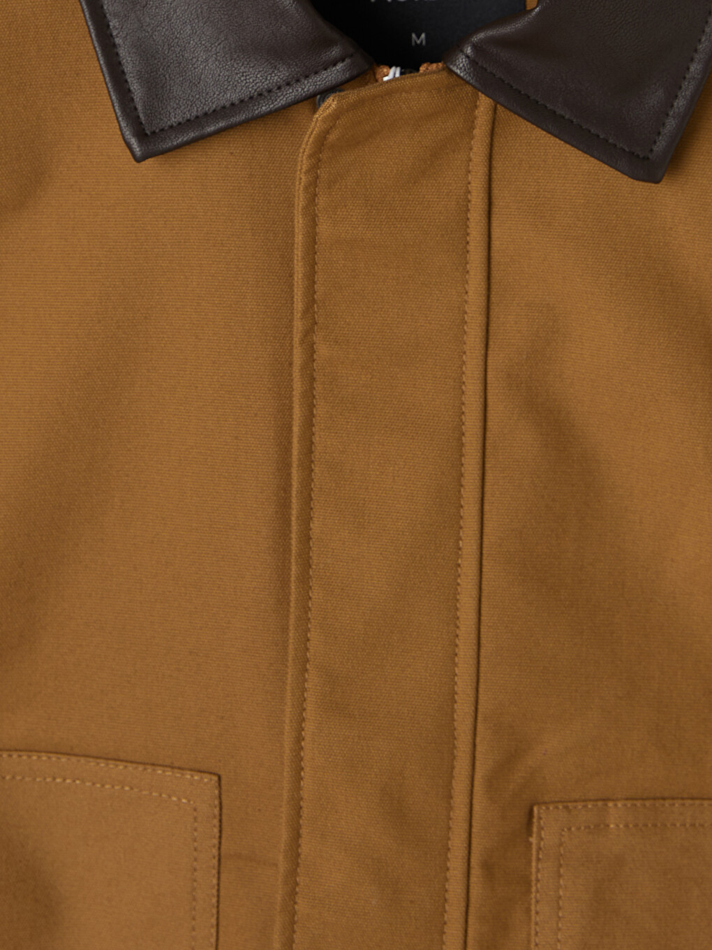 Kahverengi Rahat Kalıp Kontrast Yakalı Erkek Gabardin Mont-7