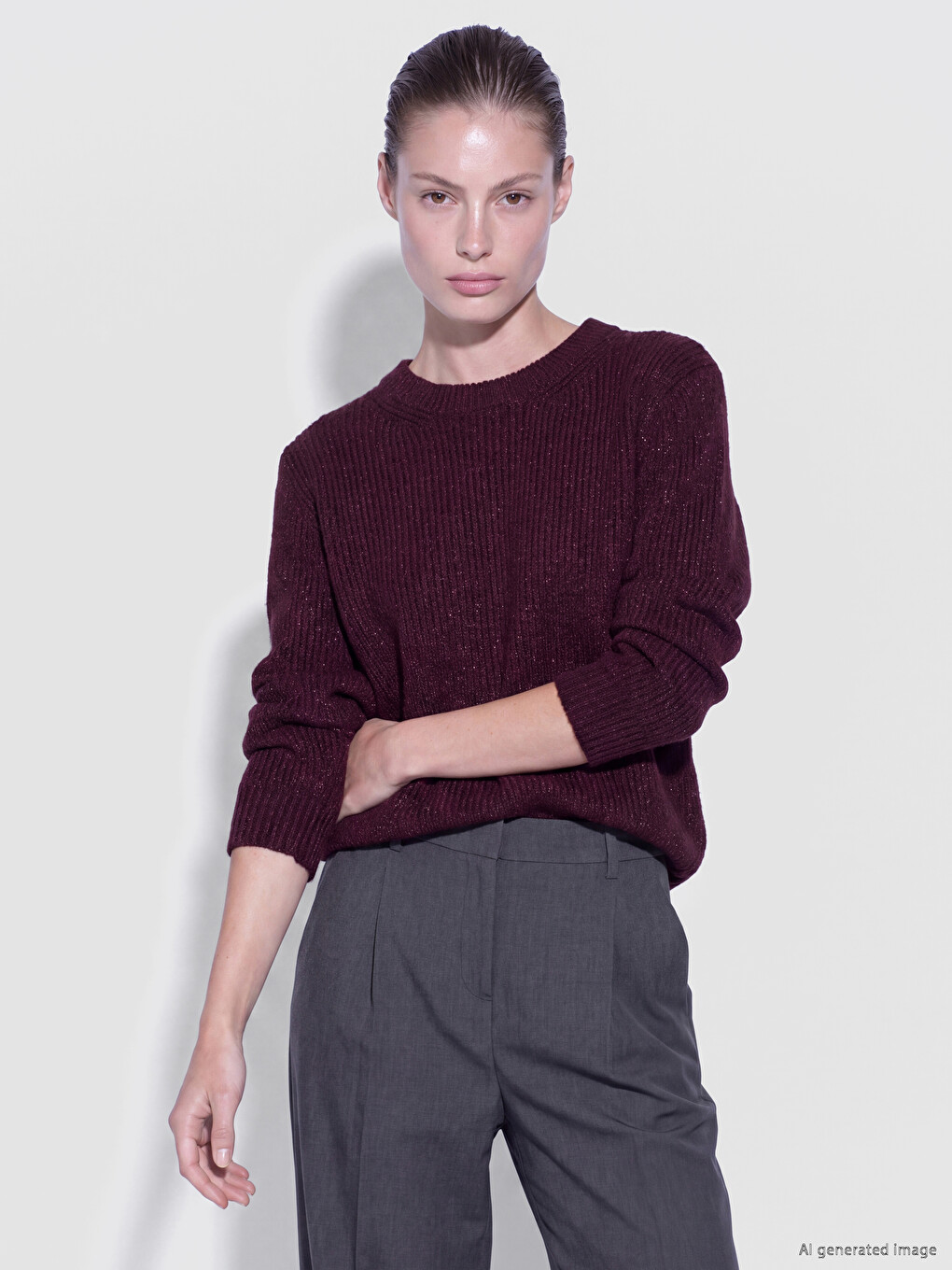 Crew Neck Women's Knitwear Sweater