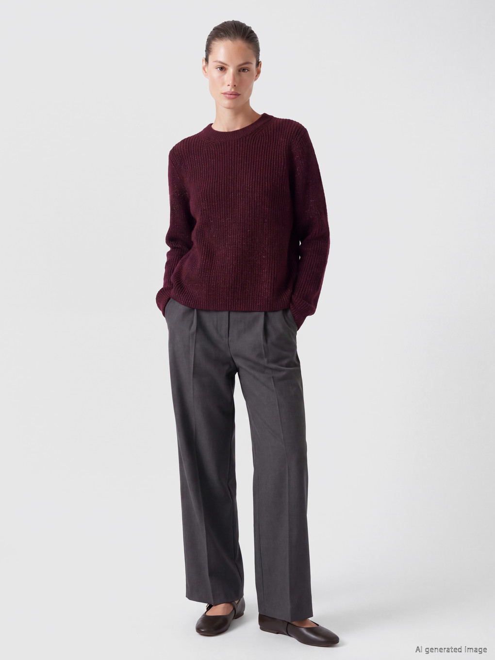Crew Neck Women's Knitwear Sweater-1