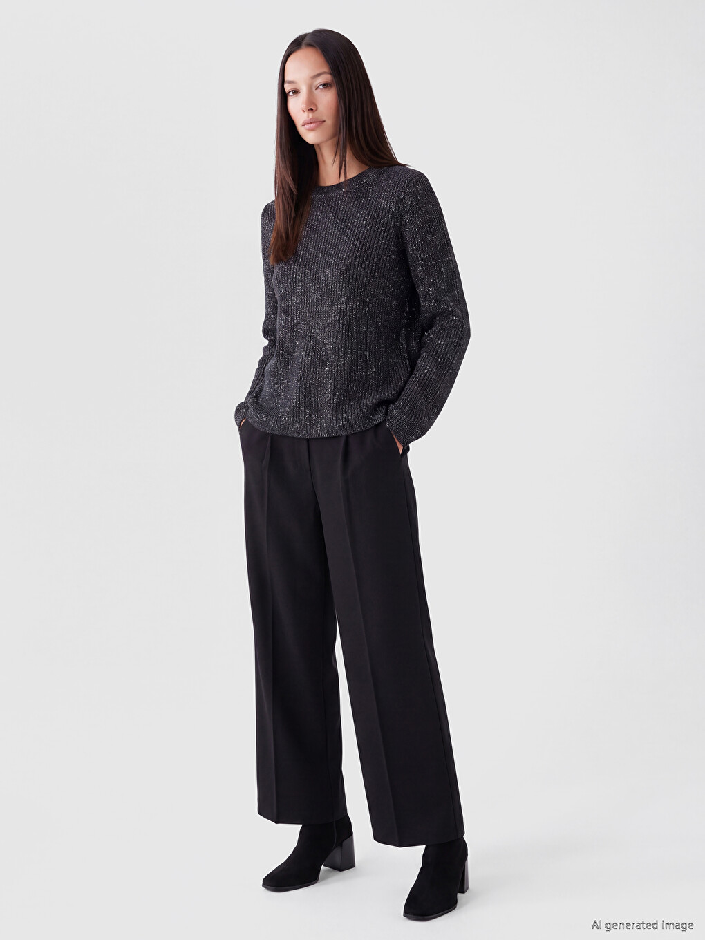 Crew Neck Women's Knitwear Sweater-1