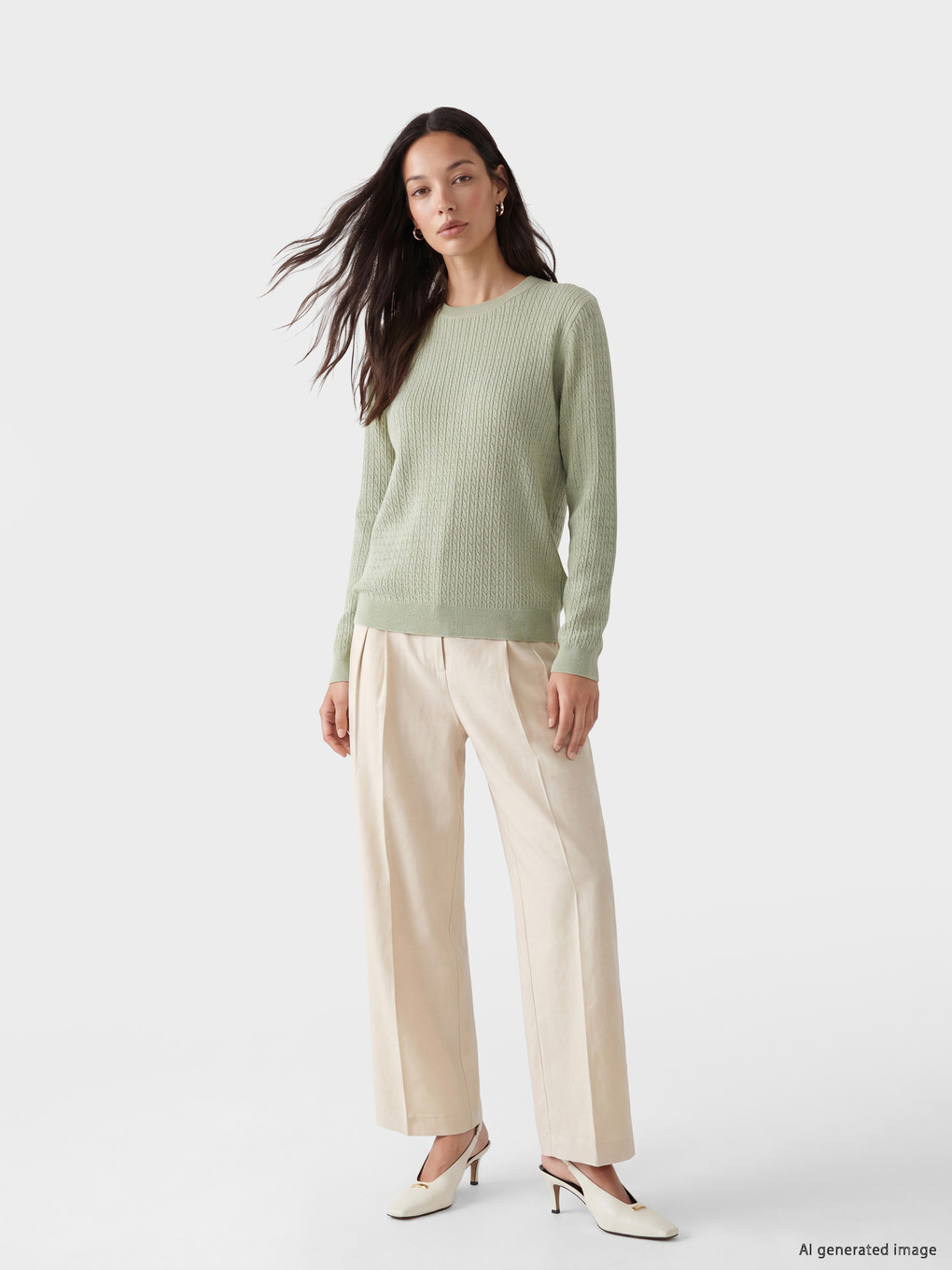 Cable Patterned Women's Knitwear Sweater-1