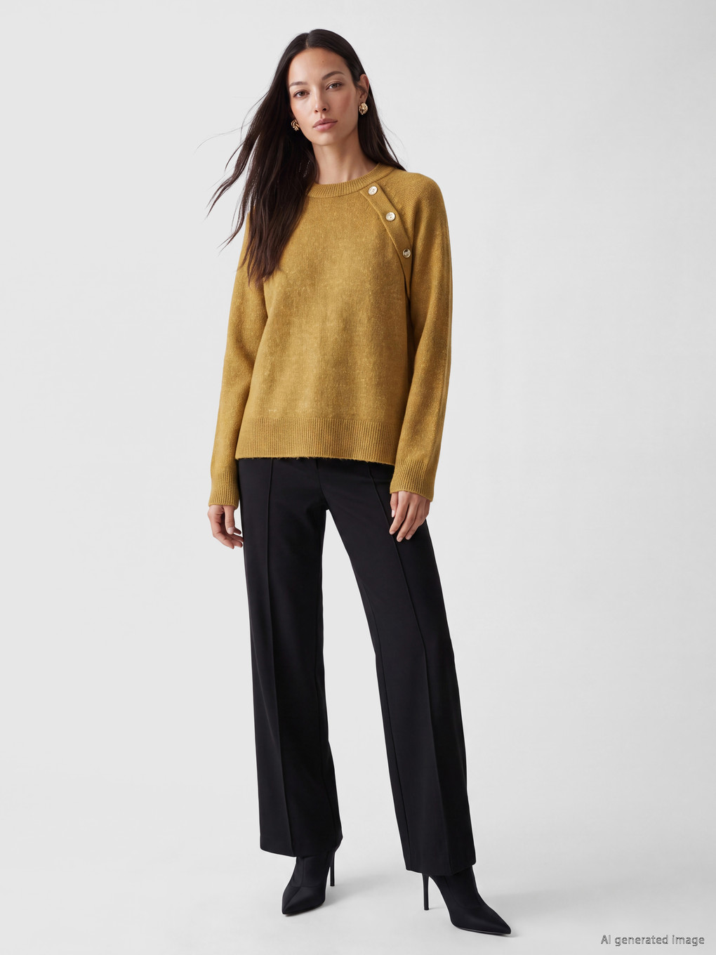 Button Detailed Women's Knitwear Sweater-1