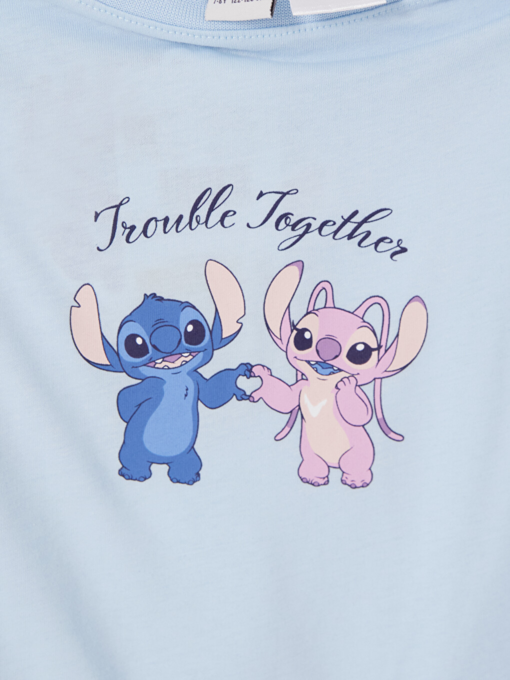 Mavi Stitch Ve Angel Baskılı Kız Çocuk Pijama Takım-2