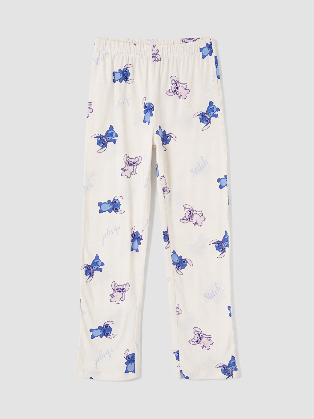 Mavi Stitch Ve Angel Baskılı Kız Çocuk Pijama Takım-4