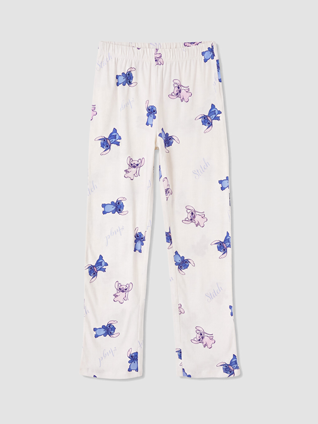 Mavi Stitch Ve Angel Baskılı Kız Çocuk Pijama Takım-6