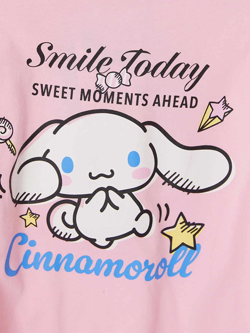 Pembe Cinnamoroll Bisiklet Yaka Kız Çocuk Pijama Takım-5