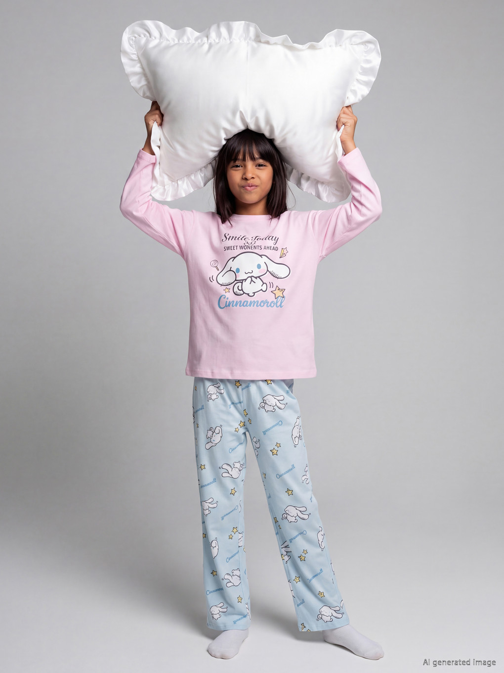 Cinnamoroll Crew Neck Girls' Pyjamas Set