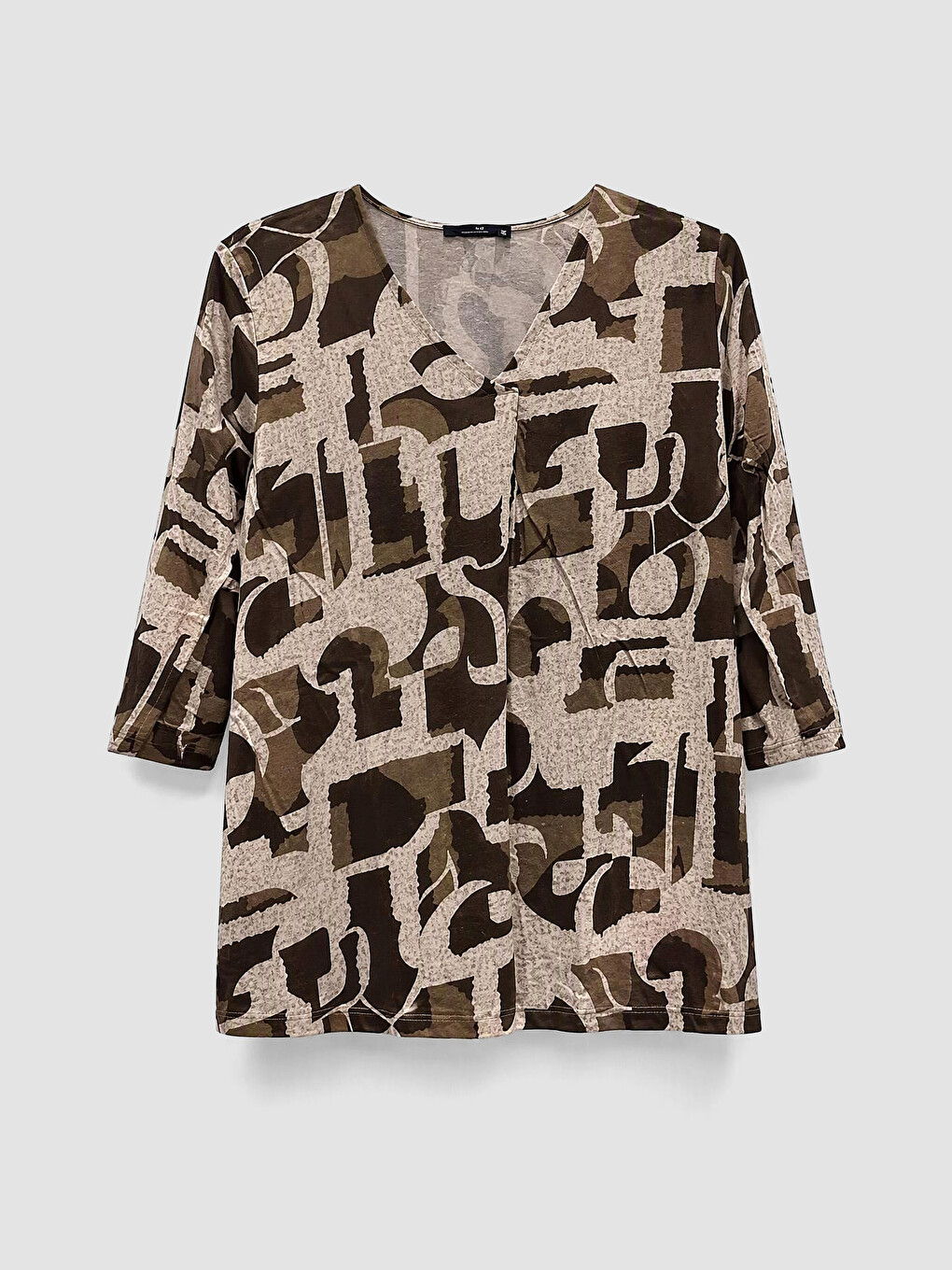 V Neck Patterned Blouse