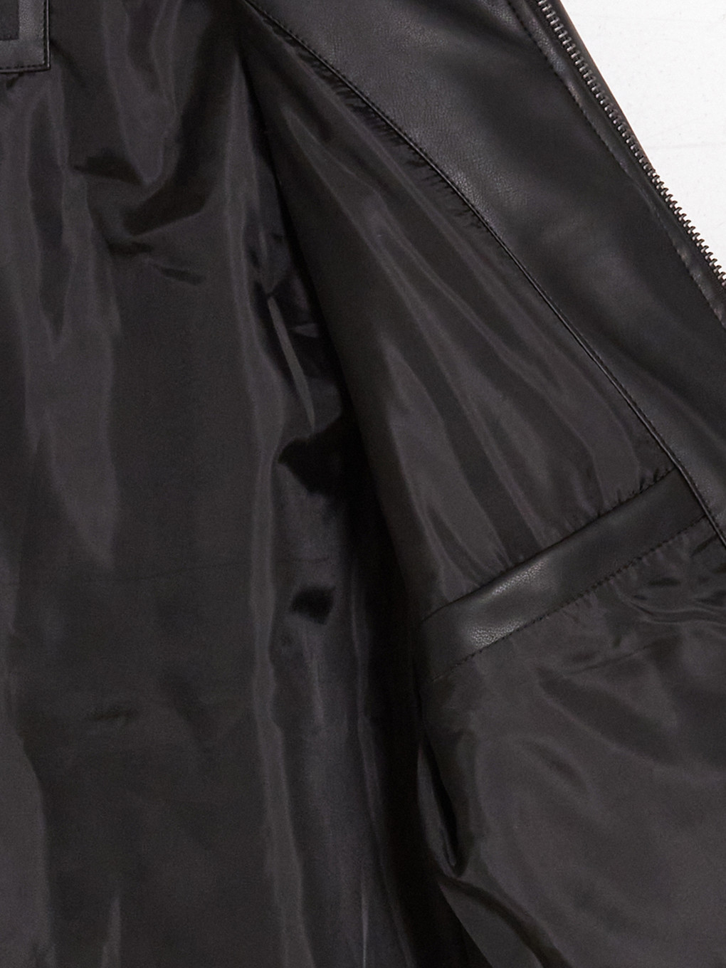 Man Black Faux Leather Coat-8