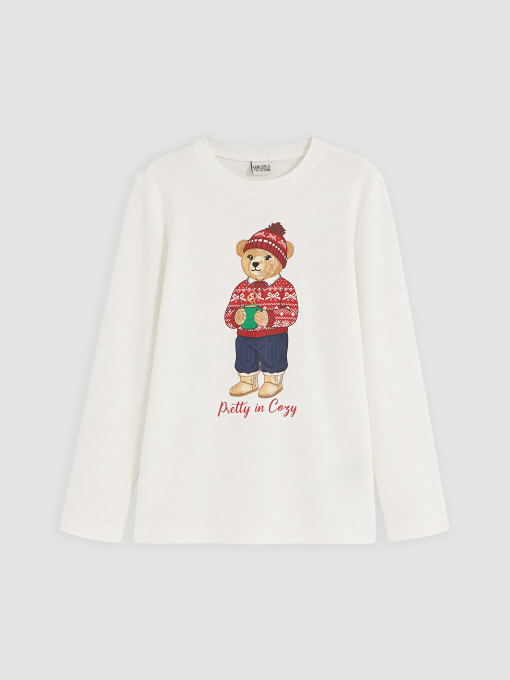Beyaz Ayı Teddy Baskılı Kız Çocuk Pijama Takım-1