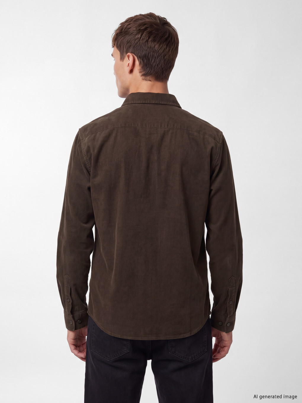 Man Brown Denim Shirt-3