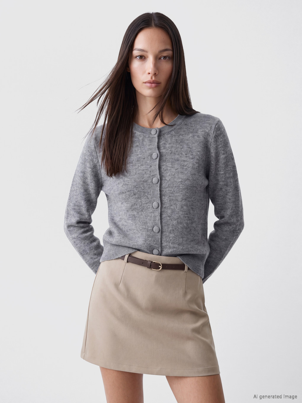 Crew Neck Women's Knitwear Cardigan-1