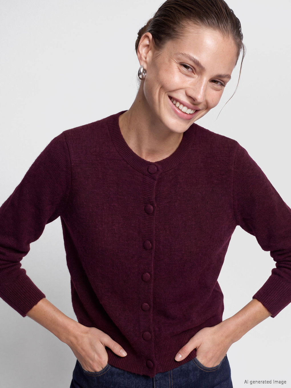 Crew Neck Women's Knitwear Cardigan