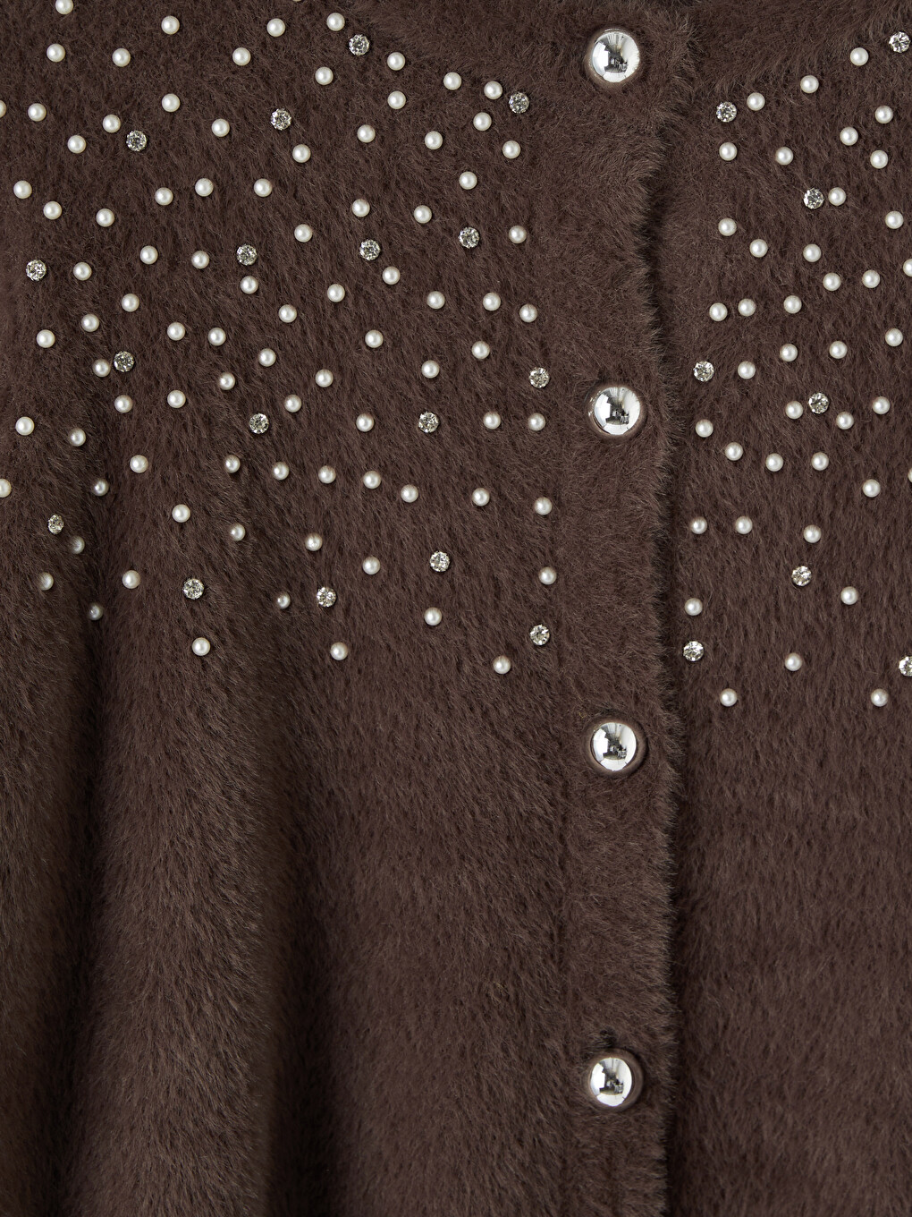 Stone Embellished Furry Women's Cardigan-6