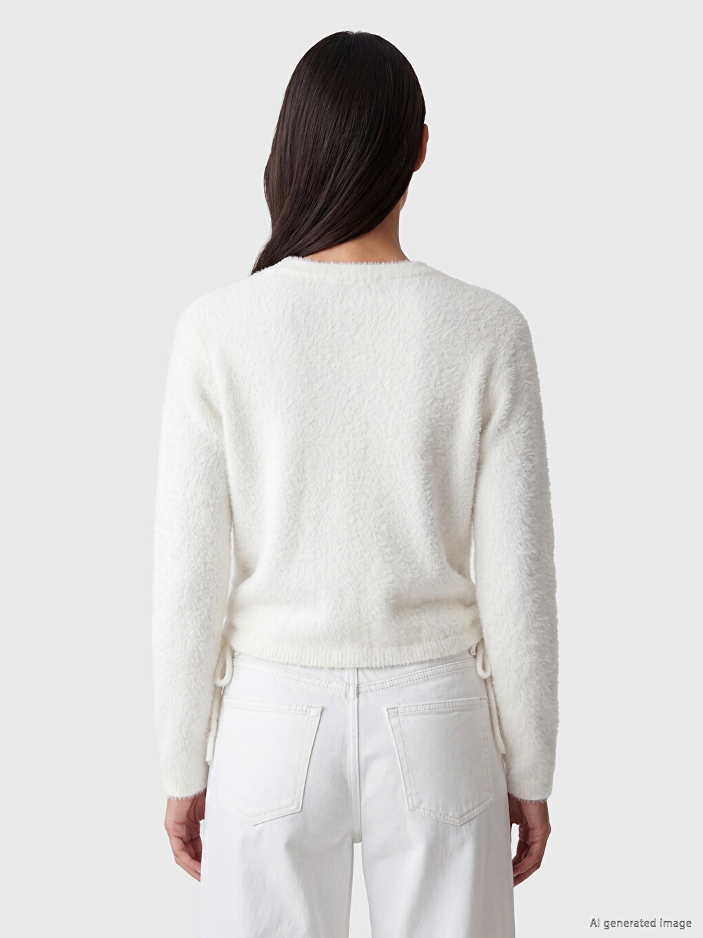 Stone Embellished Furry Women's Cardigan-3
