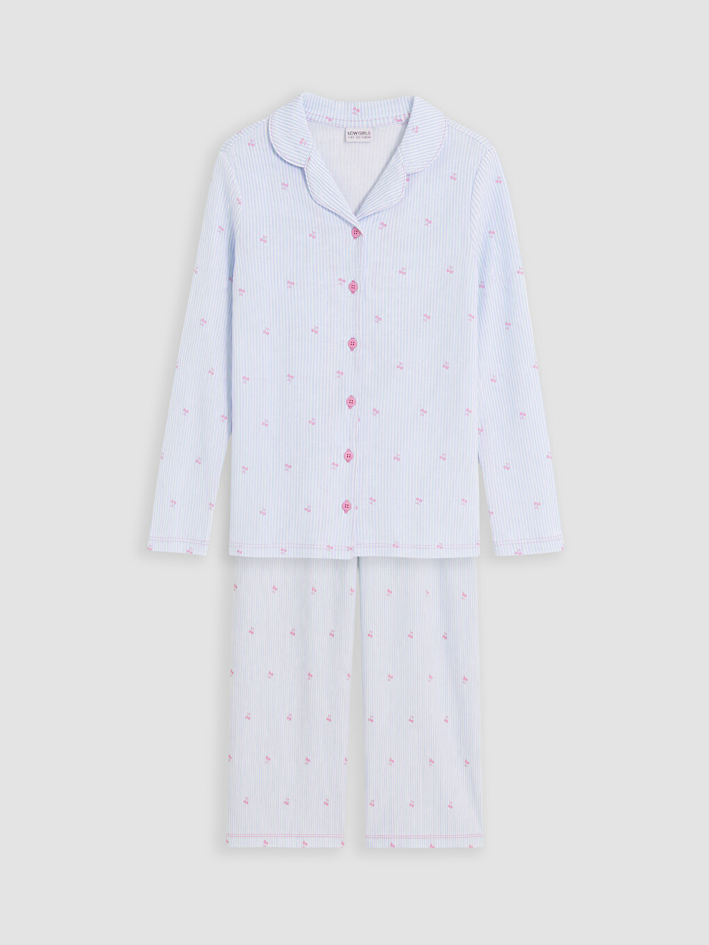 Collared Neck Girls' Pyjamas Set