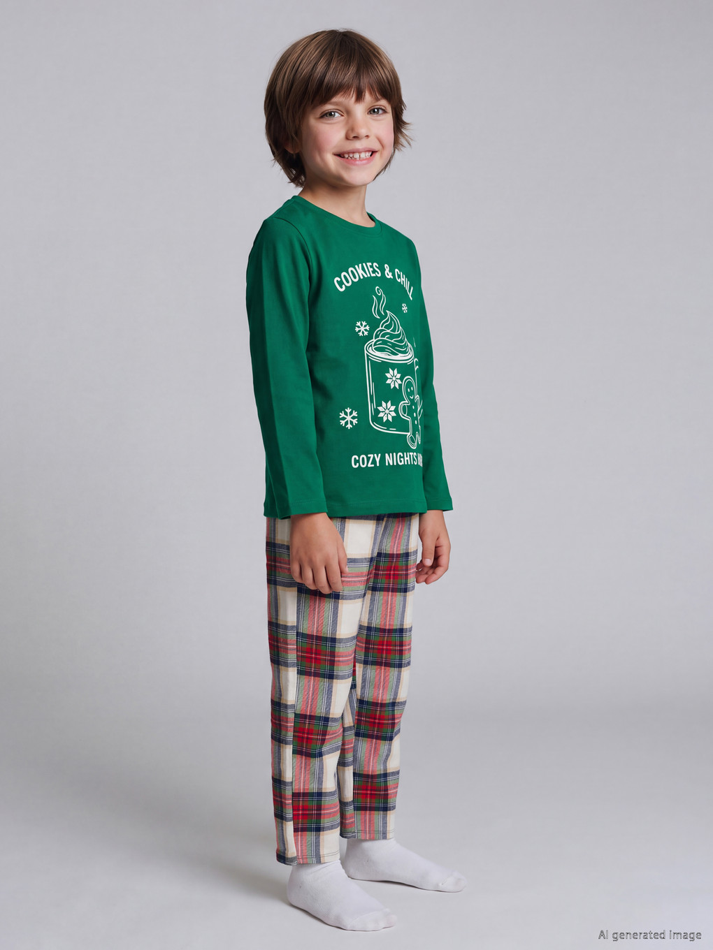 Yeşil Yeni Yıl Temalı Erkek Çocuk Pijama Takım