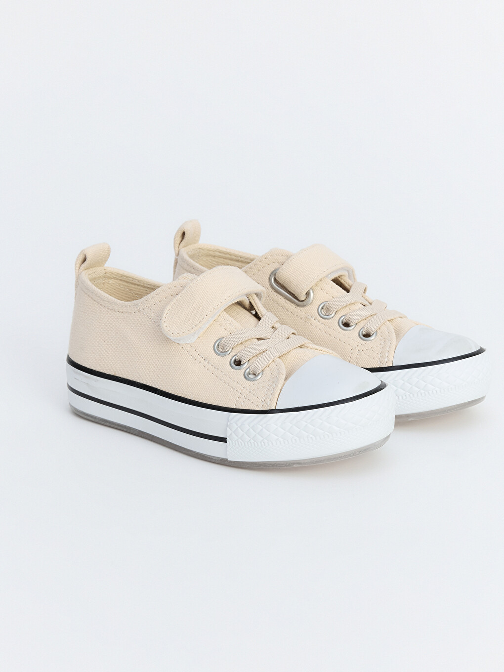 Bej Cırt Cırtlı Kanvas Erkek Çocuk Işıklı Sneaker-1