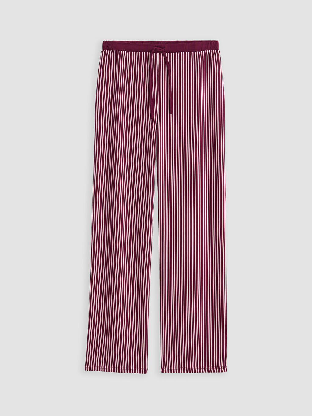 Kırmızı Beli Lastikli Çizgili Kadın Pijama Alt