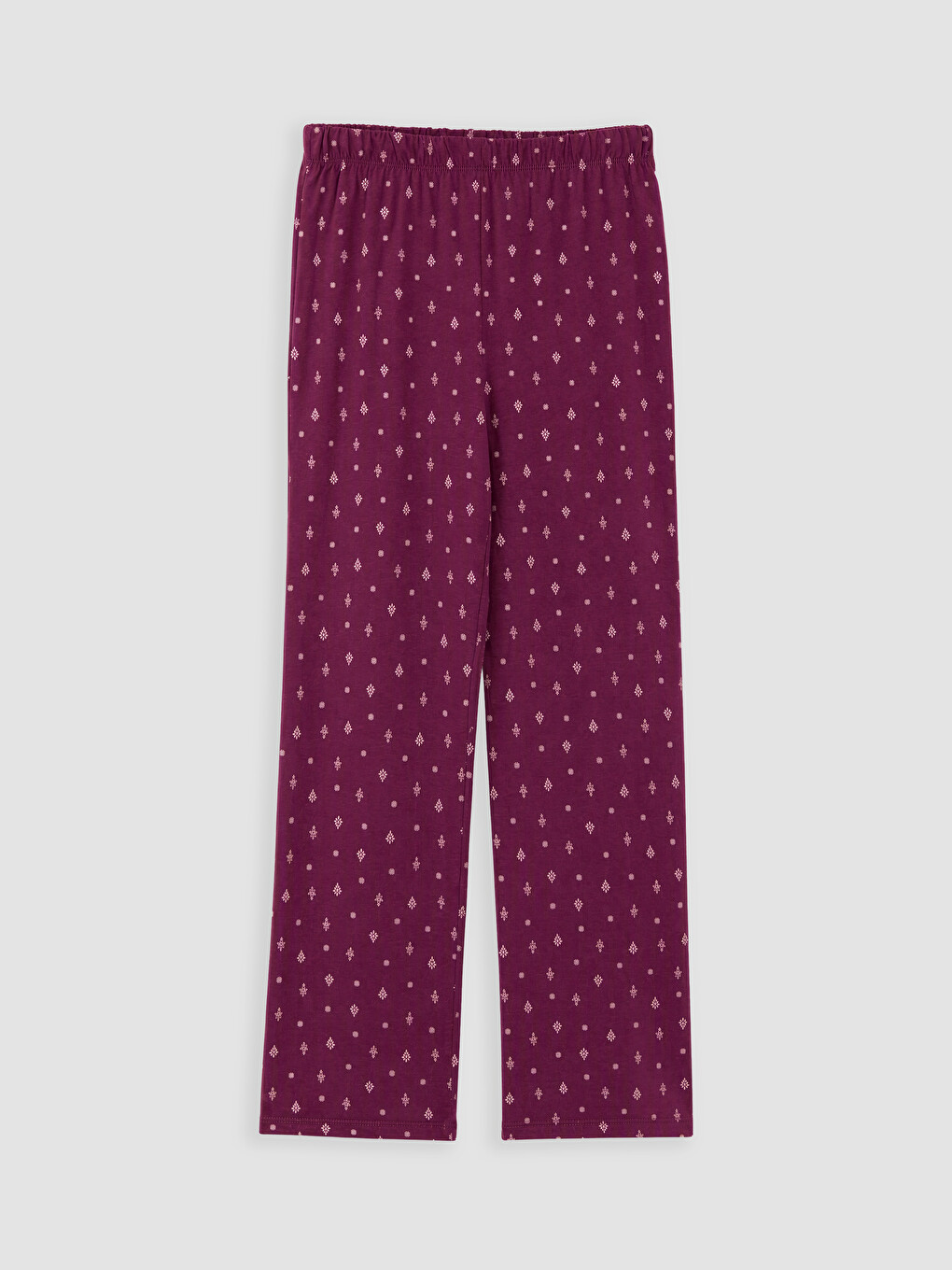 Kırmızı V Yaka Baskılı Kadın Pijama Takımı-4
