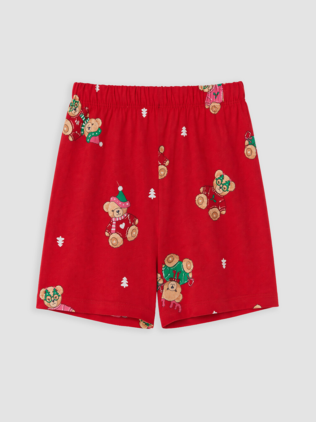 Kırmızı Gömlek Yaka Kız Çocuk Şortlu Pijama Takımı-3