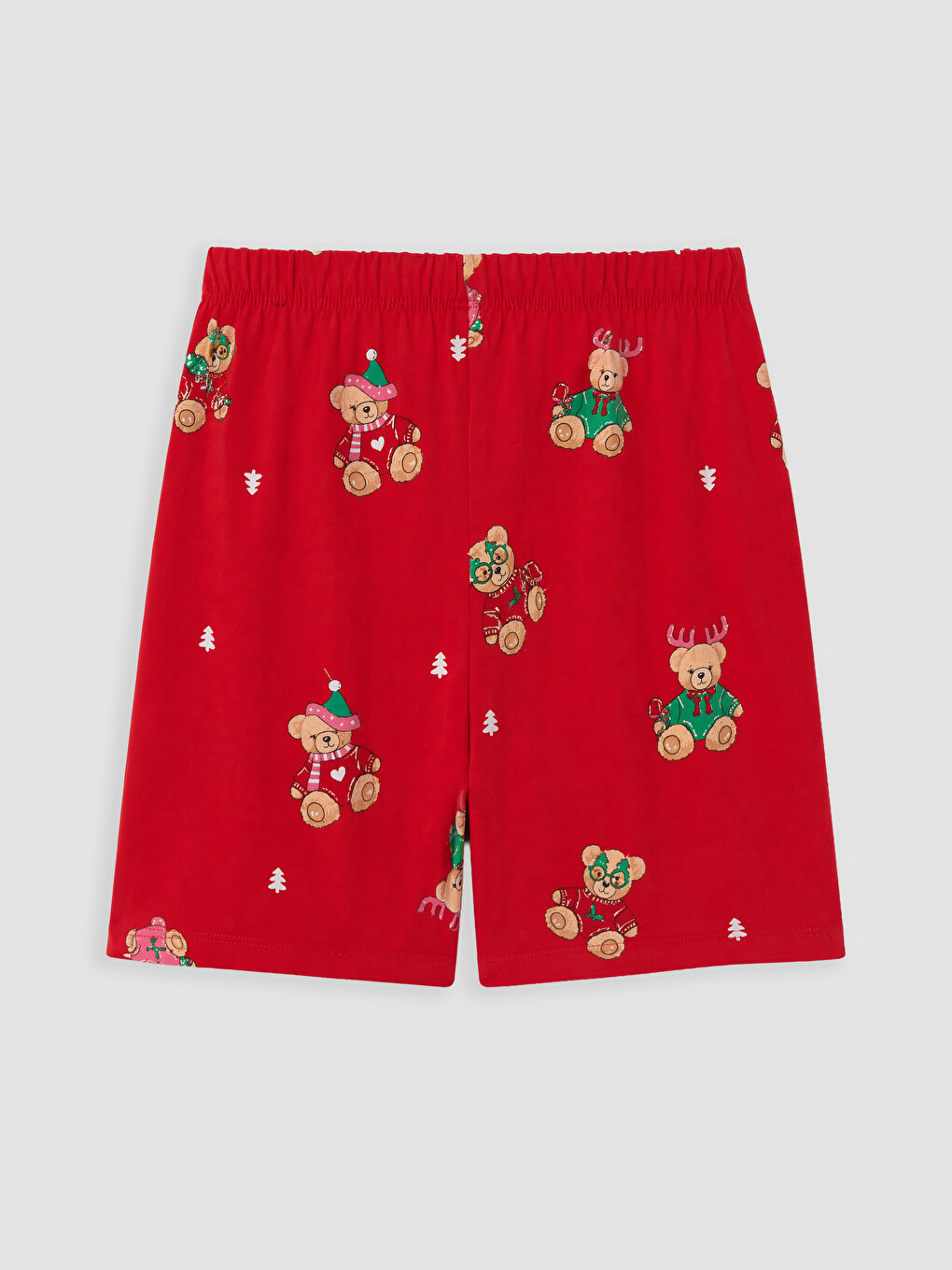 Kırmızı Gömlek Yaka Kız Çocuk Şortlu Pijama Takımı-4