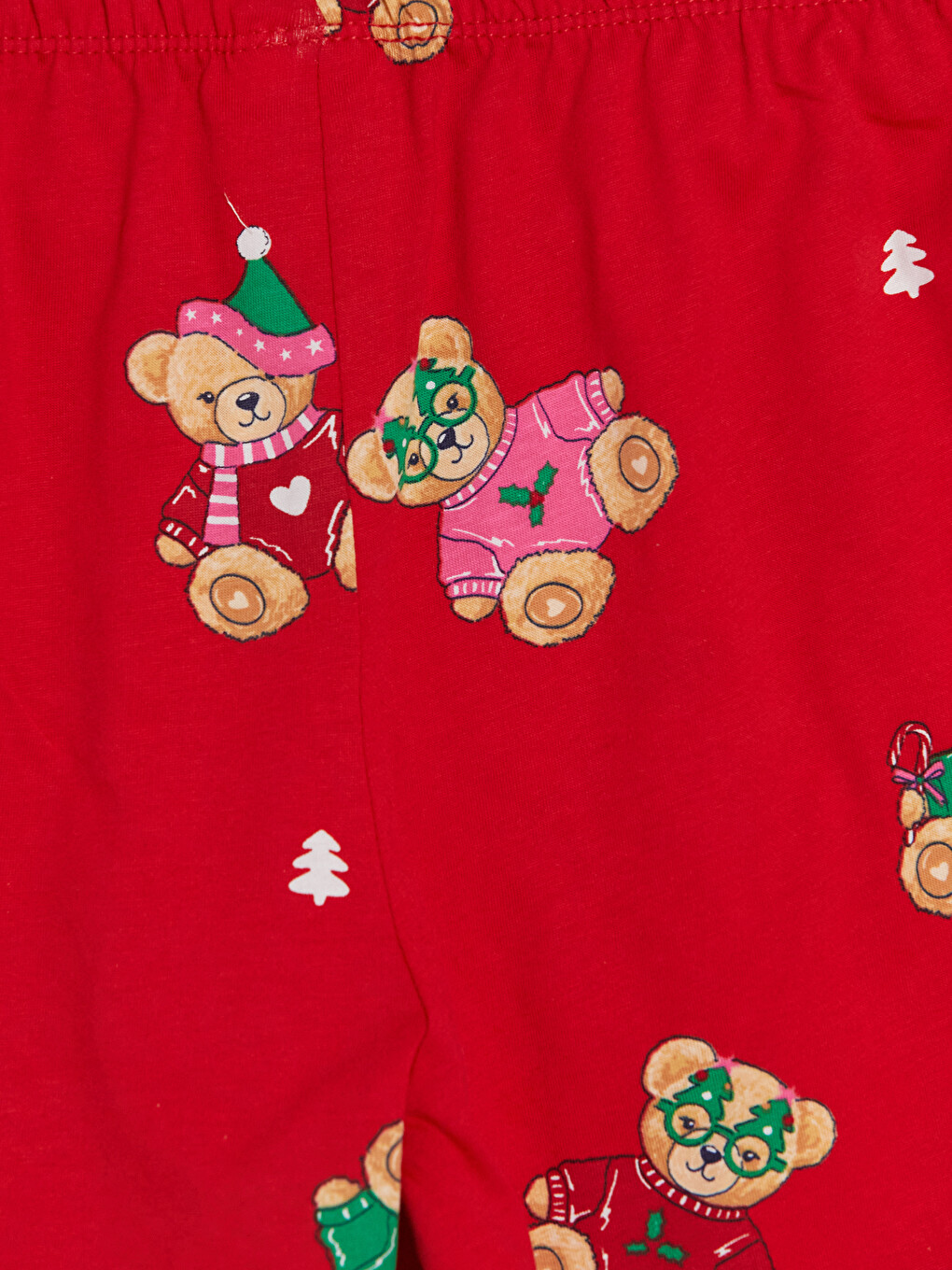 Kırmızı Gömlek Yaka Kız Çocuk Şortlu Pijama Takımı-6