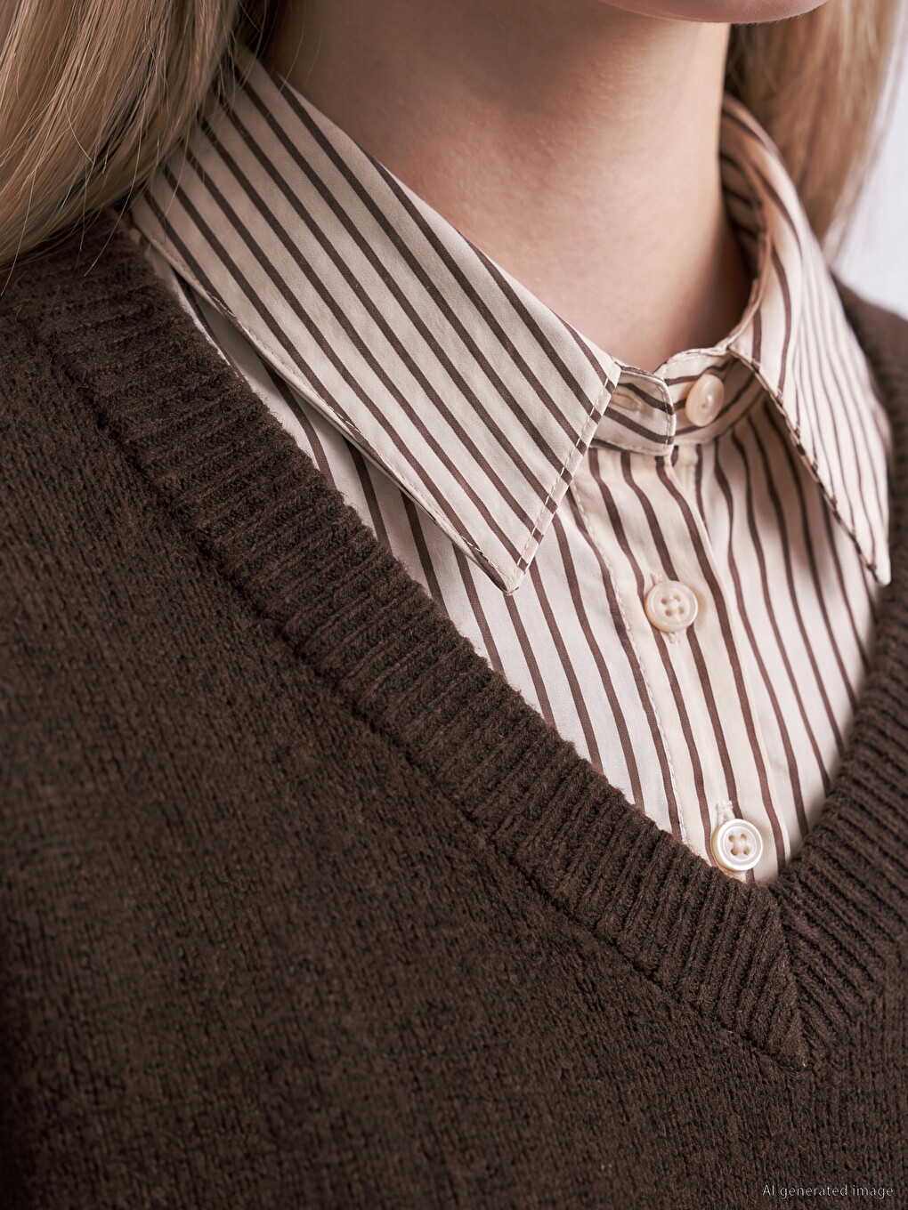 Pulovër Triko Me Shirita Me Jakë Këmishë Për Gra-2