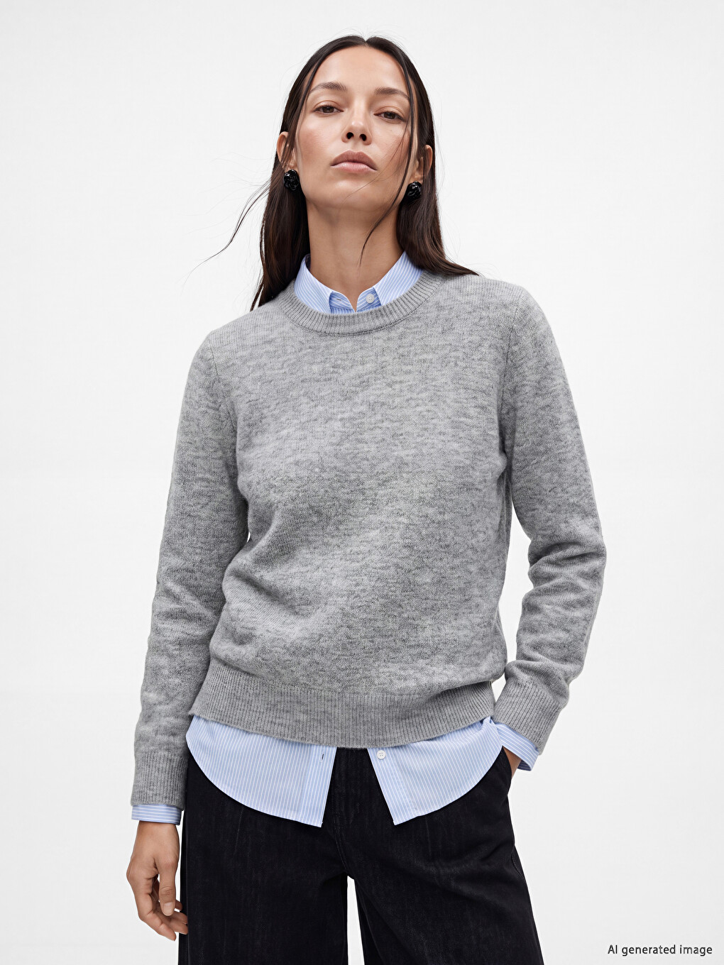 Crew Neck Women's Knitwear Sweater