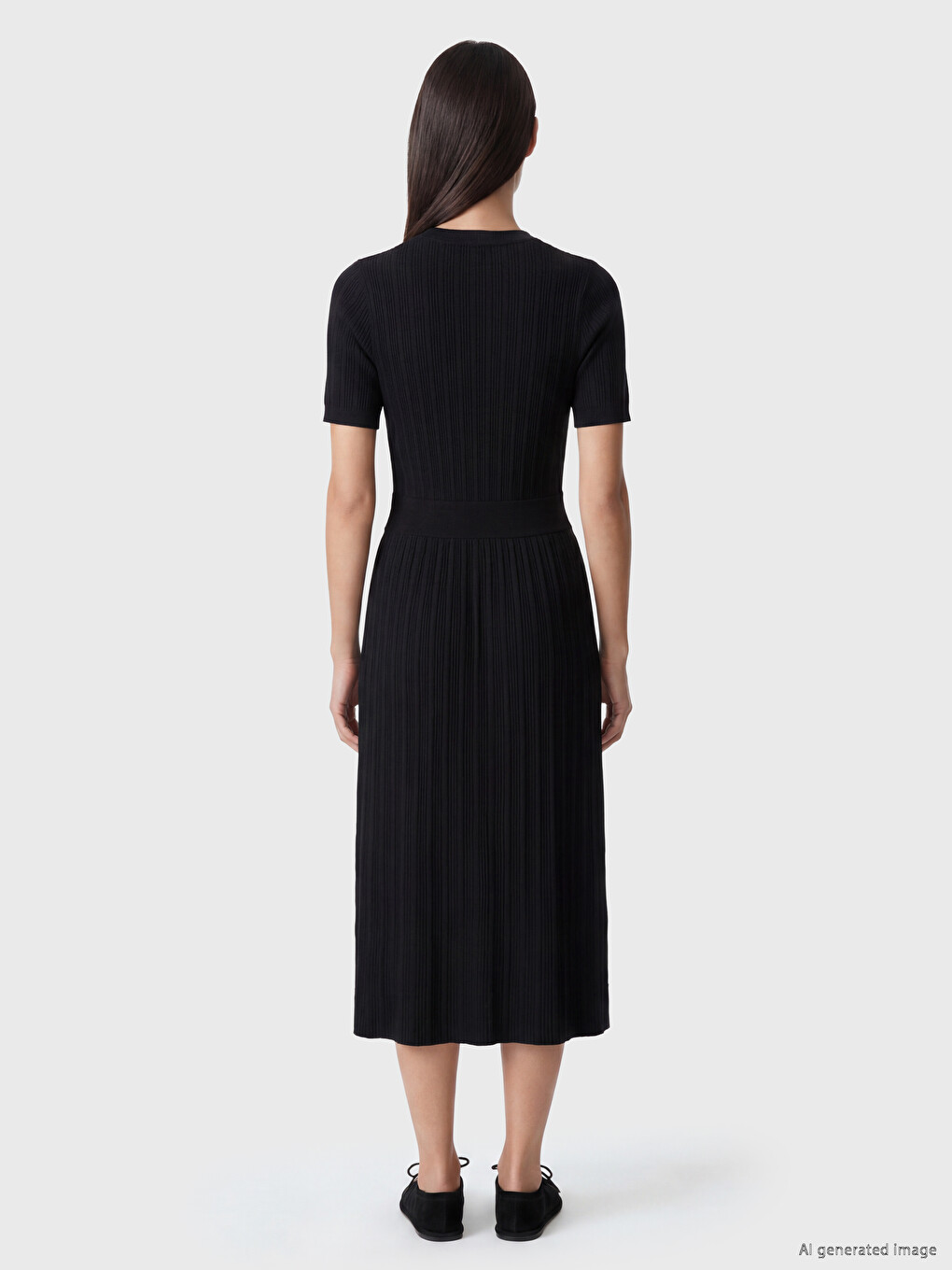 Crew Neck Buttoned Knitwear Dress-3