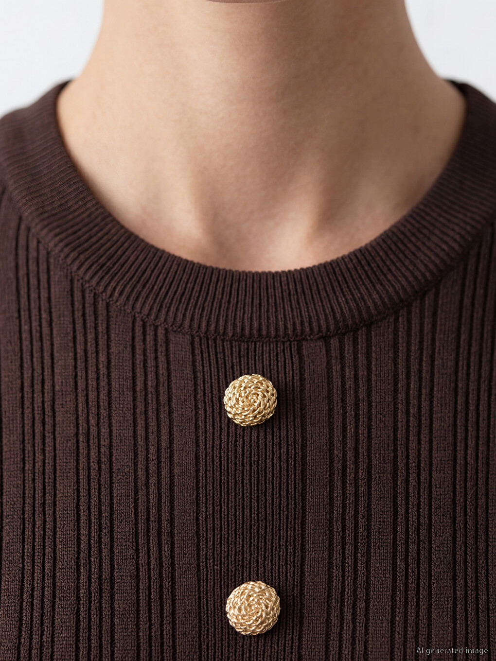 Crew Neck Buttoned Knitwear Dress-2