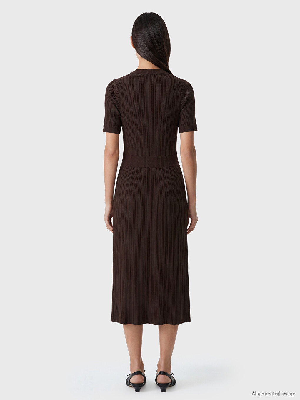 Crew Neck Buttoned Knitwear Dress-3