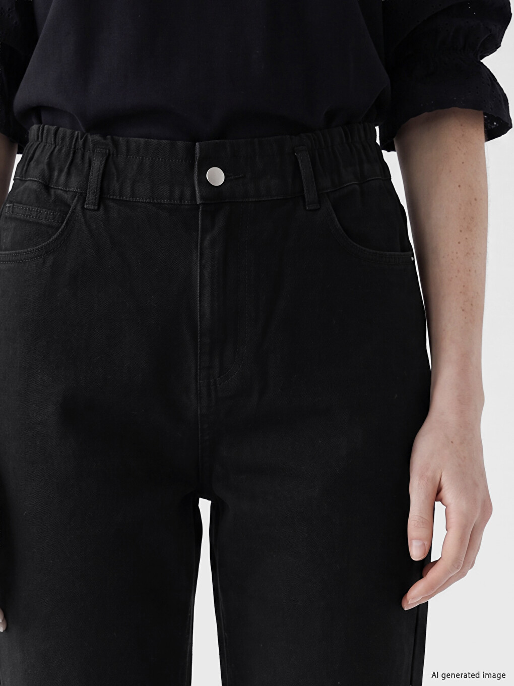 Siyah Balloon Fit Kadın Jean Pantolon-2
