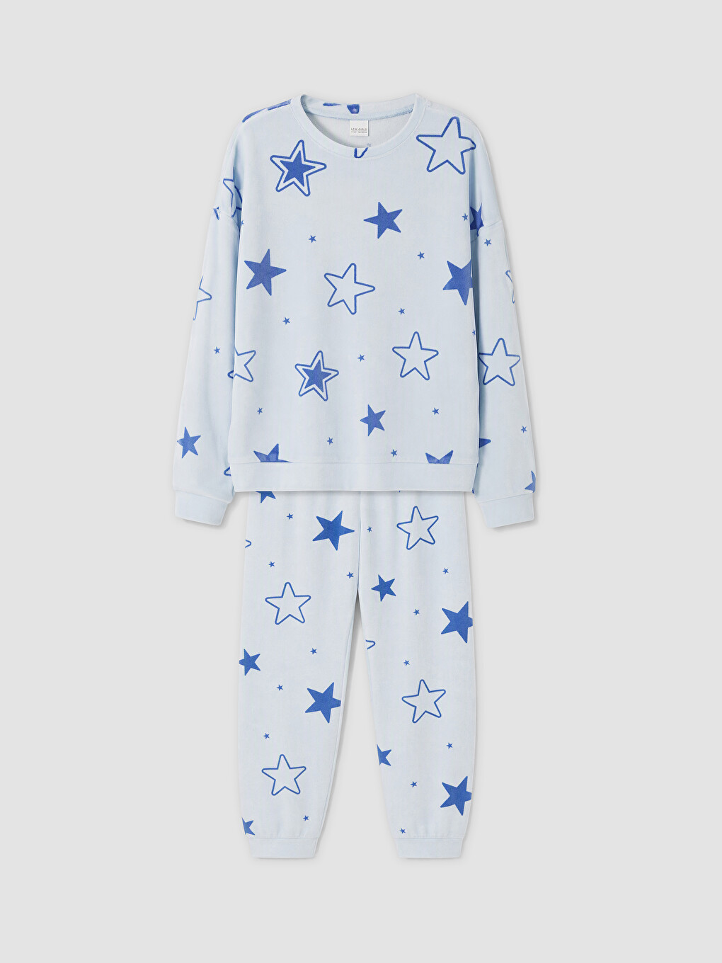 Mavi Baskılı Kız Çocuk Pijama Takımı