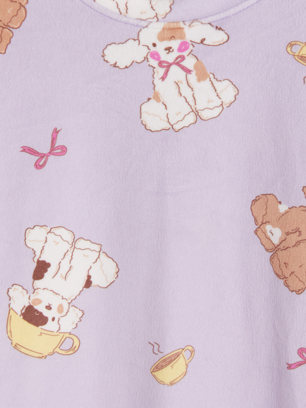 Lila Desenli Kız Çocuk Kadife Pijama Takım-2