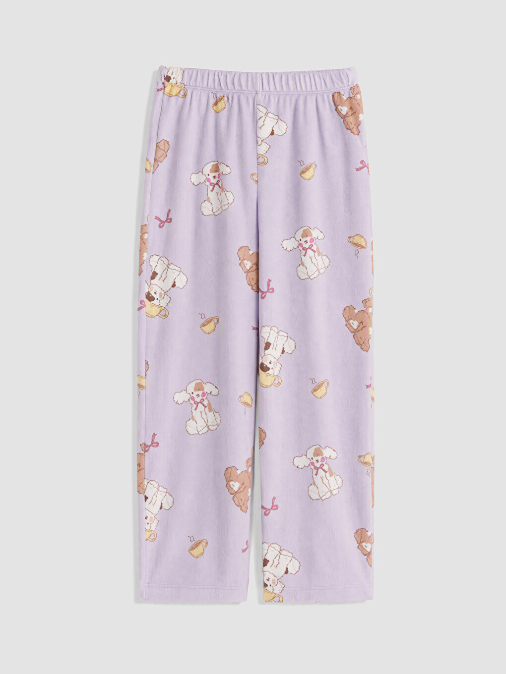 Lila Desenli Kız Çocuk Kadife Pijama Takım-4