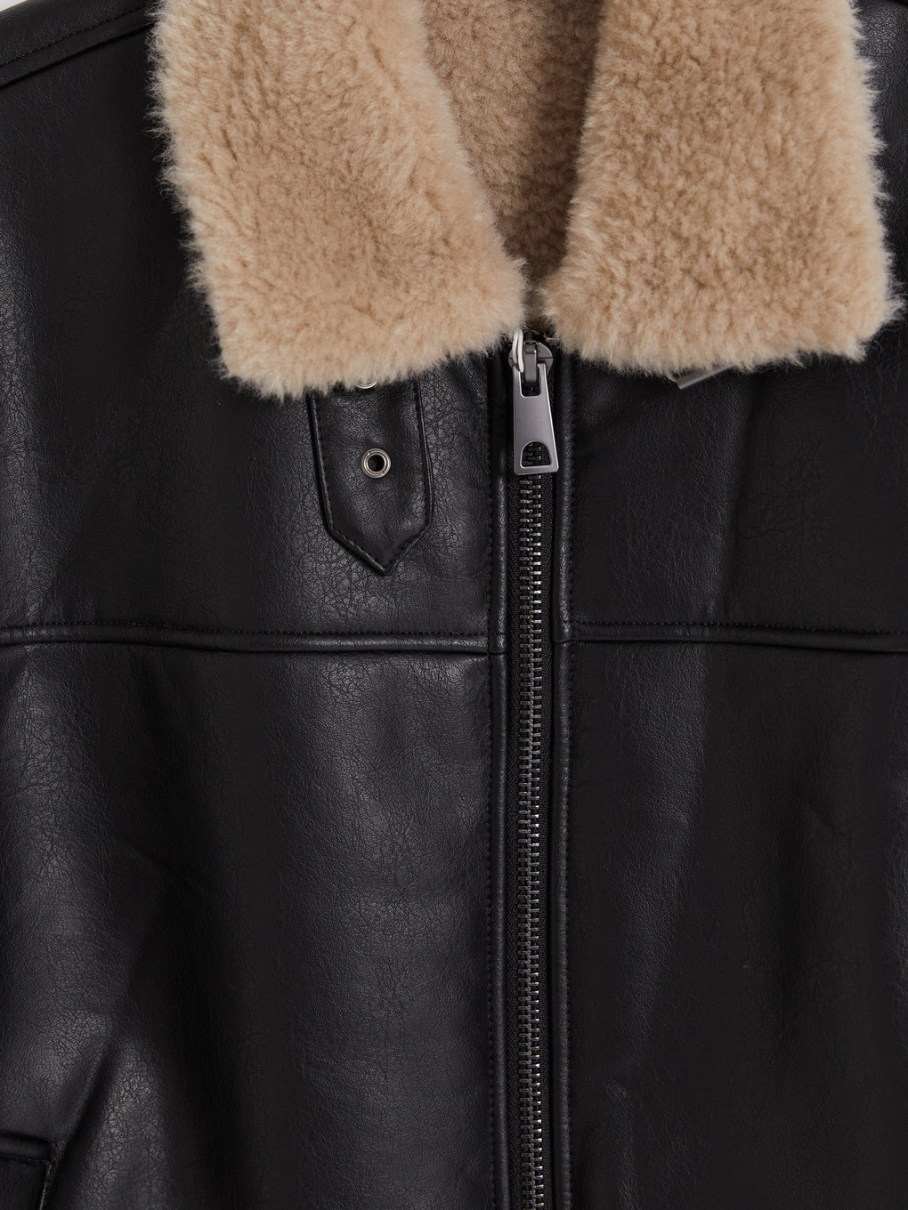 Fur Collar Men's Leather Look Coat-8