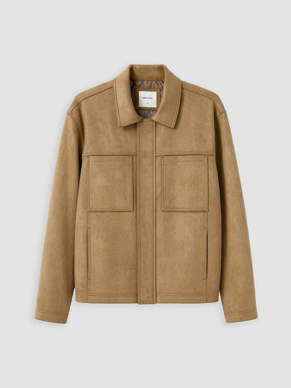 Relax Fit Shirt Collar Men's Suede Jacket-5