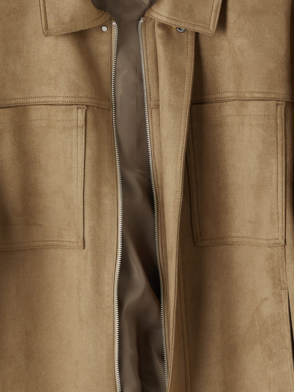 Relax Fit Shirt Collar Men's Suede Jacket-6