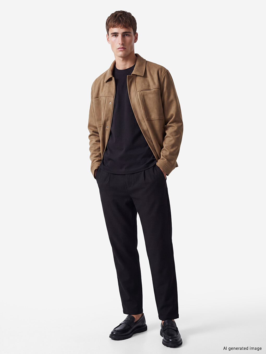 Relax Fit Shirt Collar Men's Suede Jacket-1