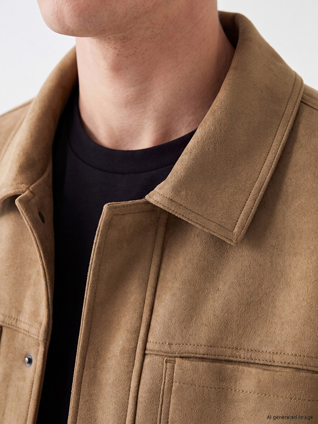 Relax Fit Shirt Collar Men's Suede Jacket-2