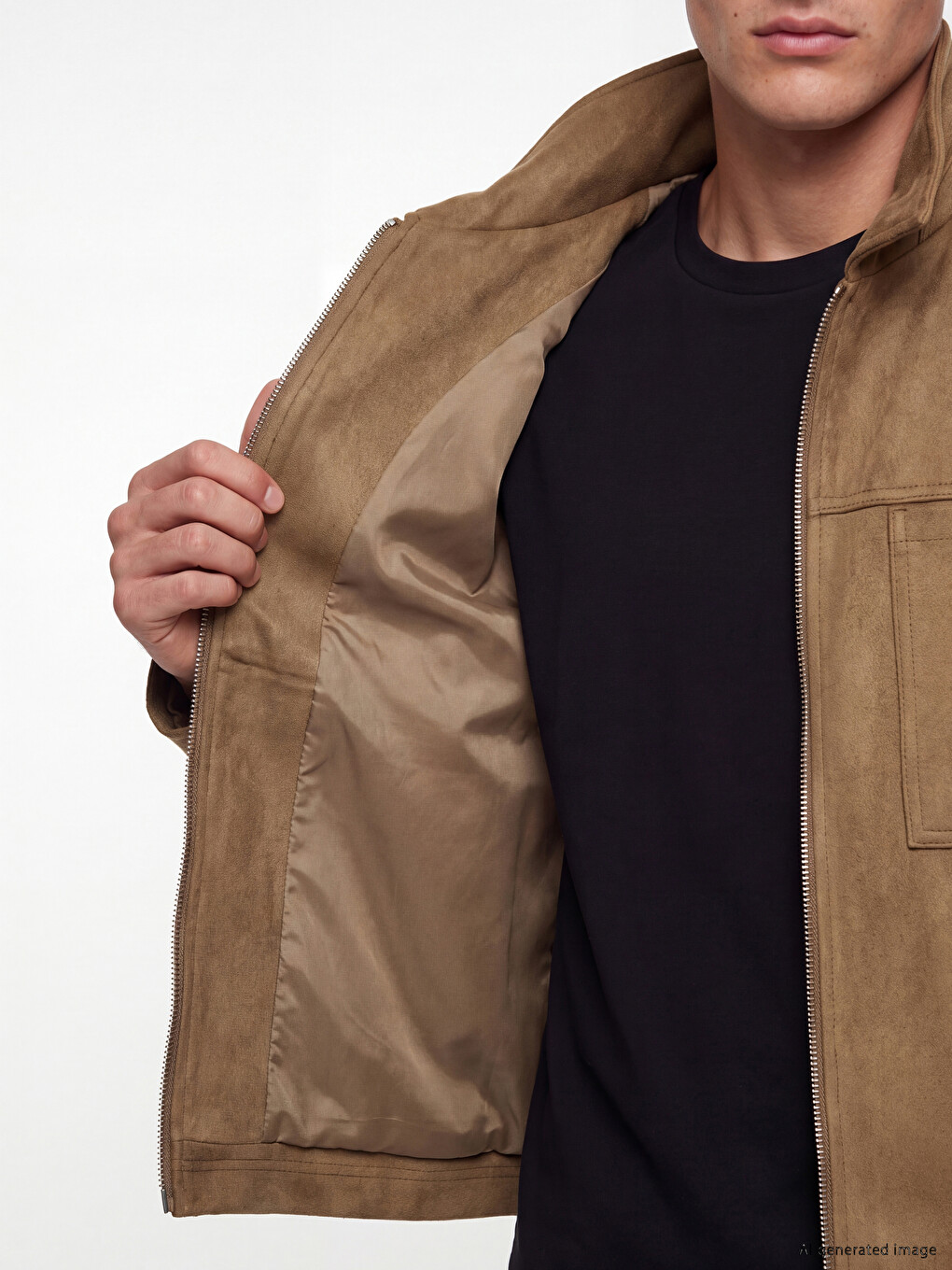 Relax Fit Shirt Collar Men's Suede Jacket-3